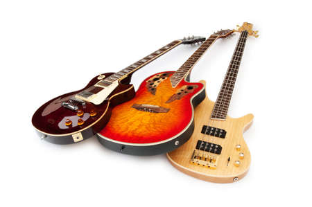 Musical guitar isolated on the white backgroundの写真素材