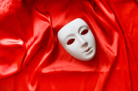 Theatre concept with the white plastic masksの写真素材