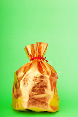 Golden sacks full of something goodの写真素材