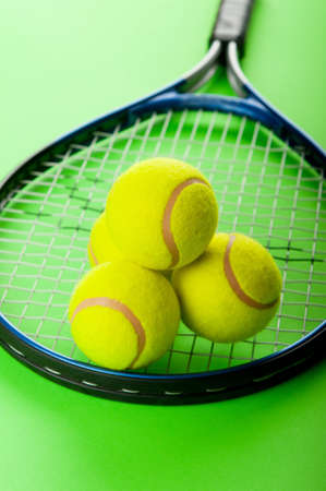 Tennis concept with balls and racketの写真素材