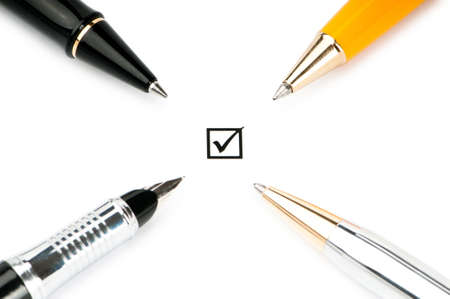 Pen and tick boxes with Yes and No options