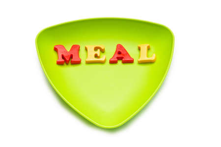 Plate with letters on the white backgroundの写真素材