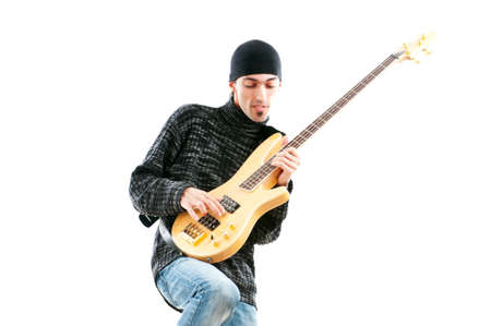 Guitar player isolated on the white background