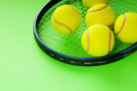 Tennis concept with balls and racketの写真素材