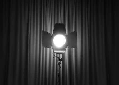 Curtains and projector lights wtih space for your textの写真素材