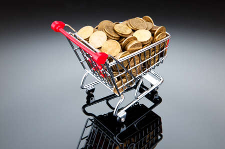 Gold coins in the cartの写真素材