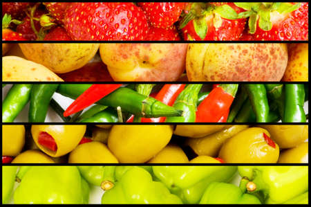 Collage of many fruits and vegetablesの写真素材