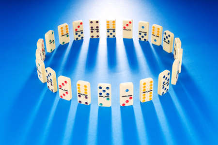 Domino effect with many piecesの写真素材