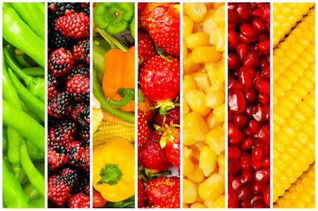 Collage of many fruits and vegetablesの写真素材