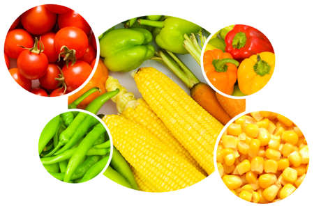 Collage of many fruits and vegetablesの写真素材