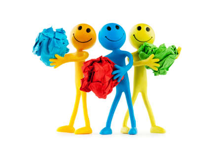 Smilies in recycling concept on whiteの写真素材