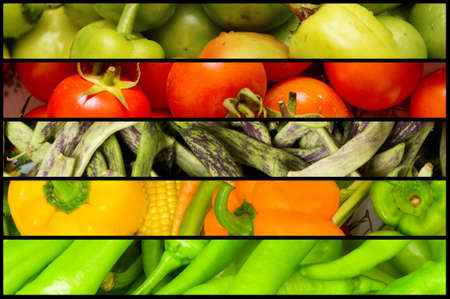 Collage of many fruits and vegetablesの写真素材