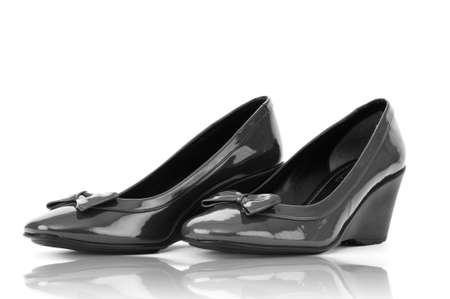 Black shoes isolated on the white backgroundの写真素材