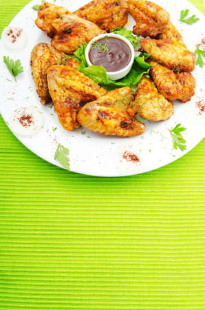 Chicken wings in the plateの写真素材