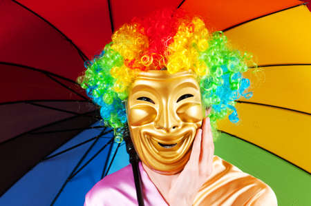 Theater concept with masked actor の写真素材