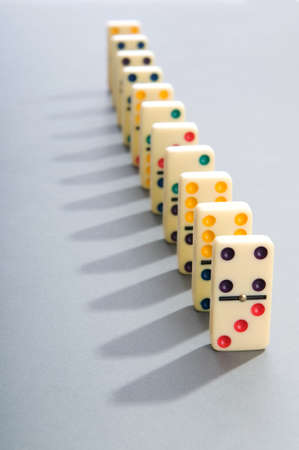 Domino effect with many piecesの写真素材