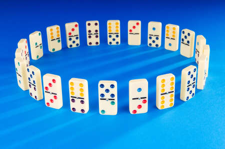 Domino effect with many piecesの写真素材
