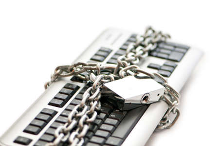 Concept of internet security with padlock and keyboard