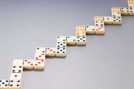 Domino effect with many piecesの写真素材