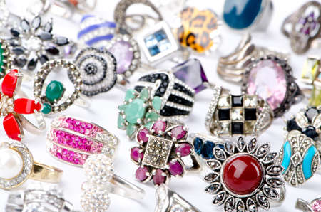 Selection of many precious ringsの写真素材