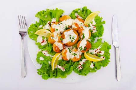 Ceasar salad served in the plateの写真素材