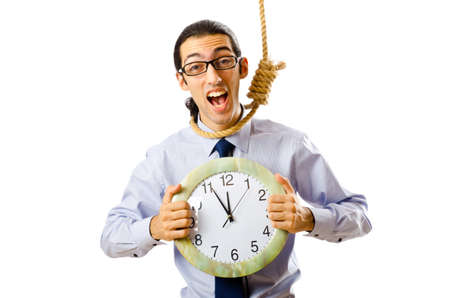 Concept of stressed businessman thinking of tight deadlineの写真素材