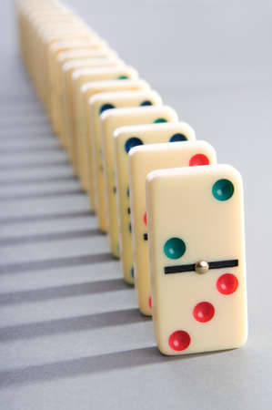 Domino effect with many piecesの写真素材