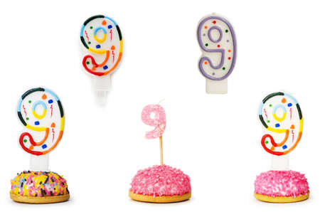 Birthday candles isolated on the whiteの写真素材