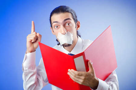 Businessman with his lips sealed