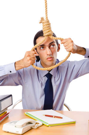 Businessman with thoughts of suicideの写真素材