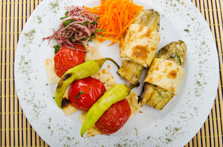 Grilled vegetables served in the plateの写真素材
