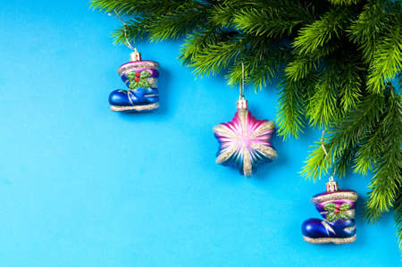 Fir tree and christmas decorationの写真素材