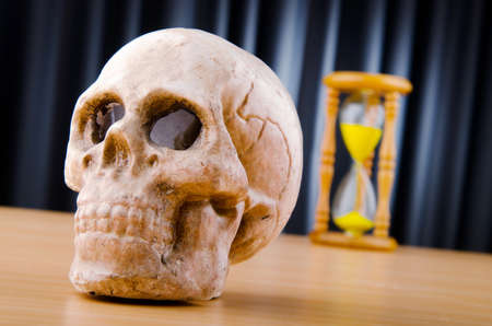 Concept of death with hourglass and skull
