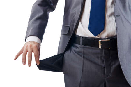 Businessman with empty pocketsの写真素材