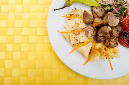 Meat cuisine - kebab served in plateの写真素材