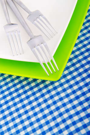 Empty plate with utensilsの写真素材