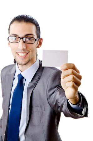 Businessman holding blank messageの写真素材