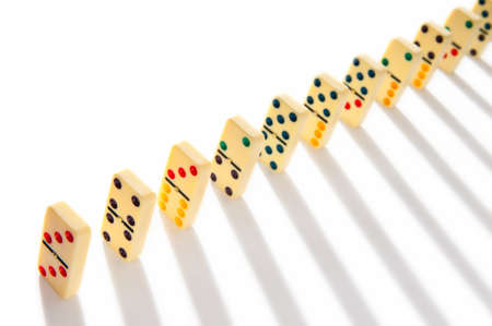 Domino effect with many piecesの写真素材