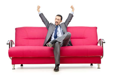 Man sitting on the sofaの写真素材