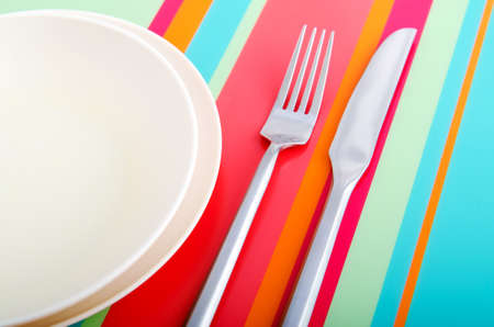 Empty plate with utensilsの写真素材