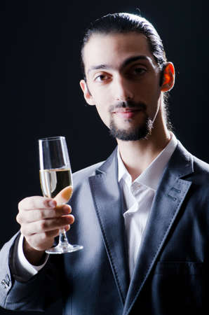 Man tasting wine in glassの写真素材