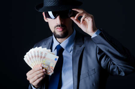 Man with counterfeir money