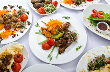 Meals served on a party table Meals served on a party table