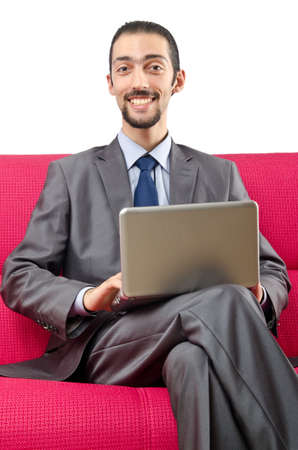 Man sitting on the sofaの写真素材