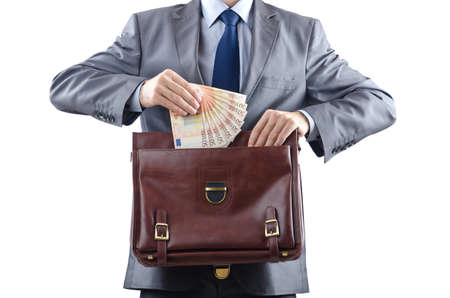 Man with euro banknotes
