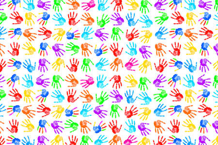 Frame made of paint hand printsの写真素材