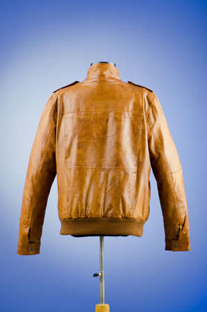 Brown leather jacket in fashion conceptの写真素材