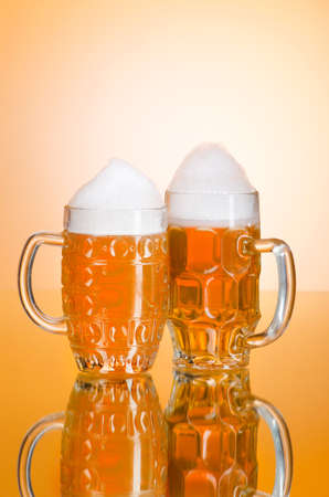 Beer glass on the tableの写真素材