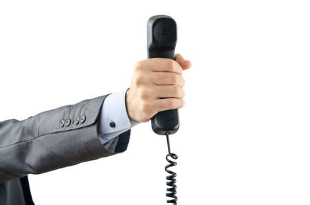 Communication concept with phone on white