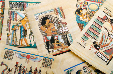 Egyptian history concept with papyrusのeditorial素材